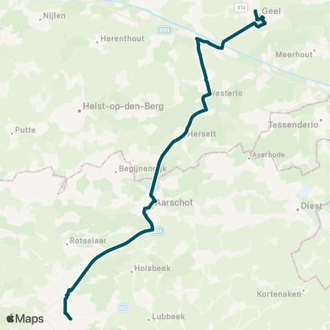 De Lijn Geel - Oevel - Westerlo - Herselt - Aarschot - Leuven map