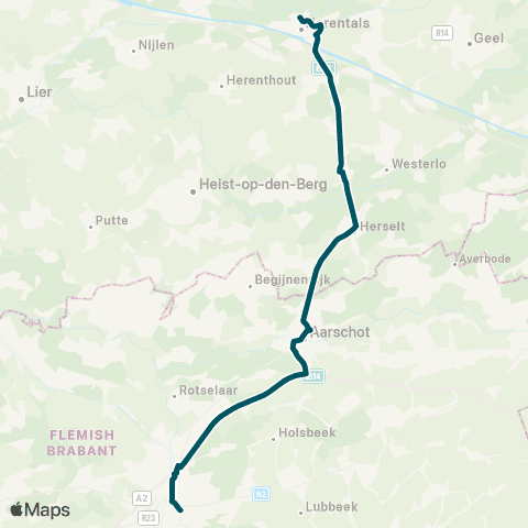 De Lijn Herentals - Herselt - Aarschot - Leuven map