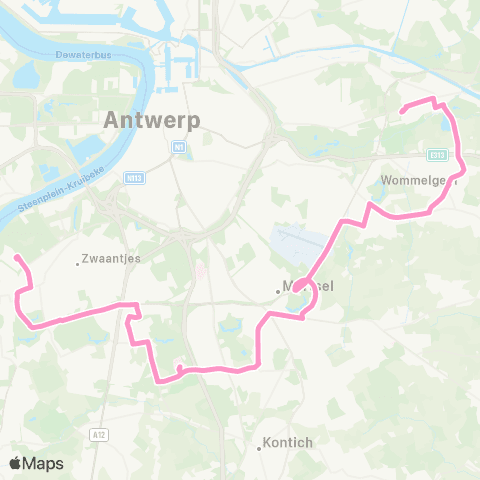 De Lijn Hoboken Polderstad - Wilrijk - UZA - Mortsel - Wijnegem map