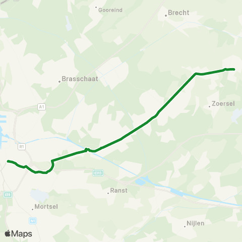 De Lijn Antwerpen - Wijnegem - Oostmalle map