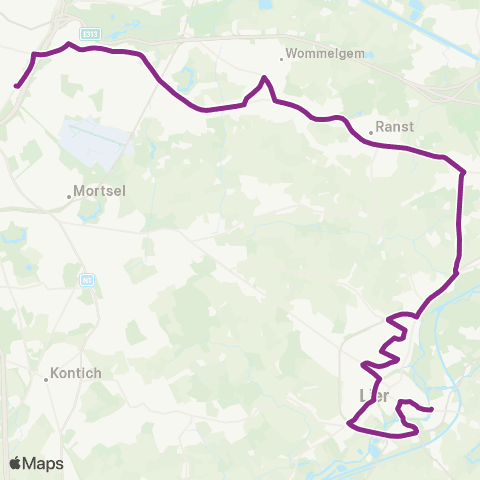 De Lijn Lier - Broechem - Wommelgem - Berchem map