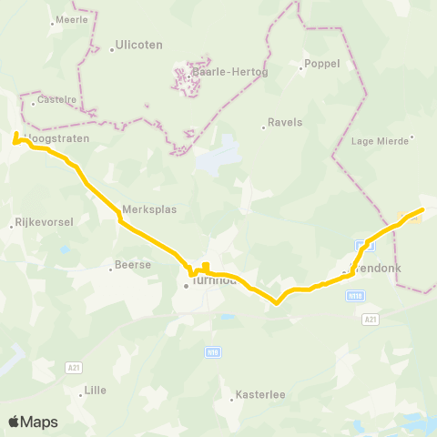 De Lijn Reusel - Arendonk - Turnhout - Merksplas - Hoogstraten map