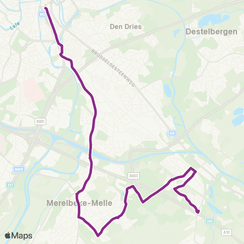 De Lijn Gent Zuid - Merelbeke - Melle map