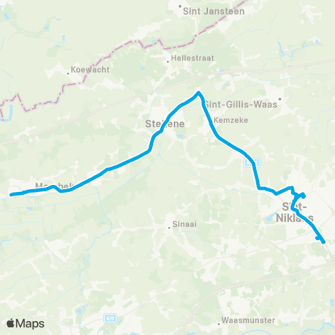 De Lijn Sint-Niklaas - Stekene - Moerbeke Waas map