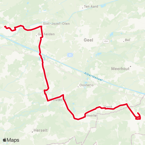 De Lijn Herentals - Westerlo - Tessenderlo map