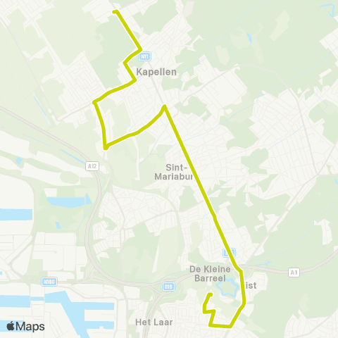 De Lijn Kapellen - Merksem Zwaantjeslei map