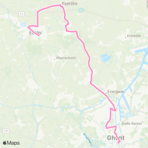 De Lijn Gent Zuid - Evergem - Sleidinge - Kaprijke - Eeklo map