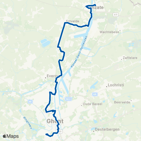 De Lijn Gent Sint-Pieters - Langerbrugge - Ertvelde - Zelzate map