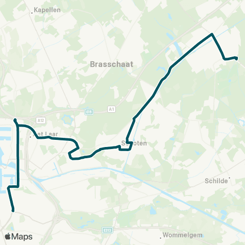 De Lijn Sint-Job - Schoten - Antwerpen map