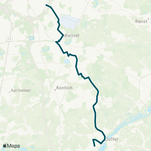 De Lijn Berchem Station - Hove - Duffel map