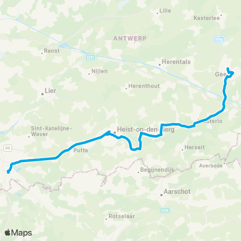 De Lijn Mechelen - Heist-op-den-Berg - Hulshout - Westerlo - Geel map