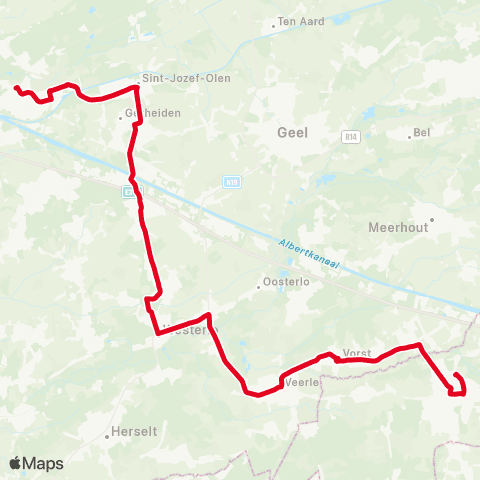 De Lijn Herentals - Westerlo - Tessenderlo map
