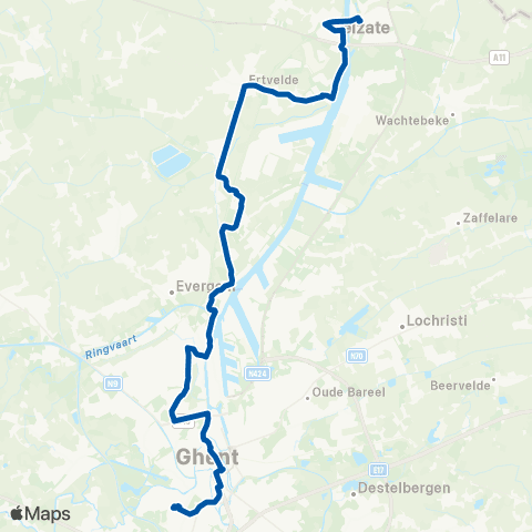 De Lijn Gent Sint-Pieters - Langerbrugge - Ertvelde - Zelzate map