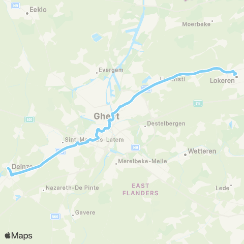 De Lijn Deinze - St.-Martens-Latem - Gent - Lochristi - Lokeren map