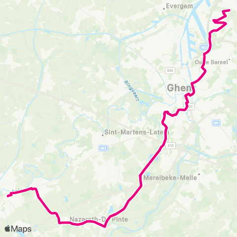 De Lijn Deinze - Nazareth - Zwijnaarde Klosse - Gent - Oostakker map