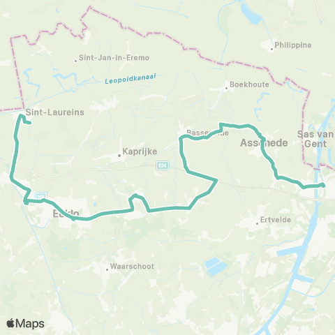 De Lijn Sint-Laureins-Eeklo-Oosteeklo-Bassevelde-Assenede-Zelzate map