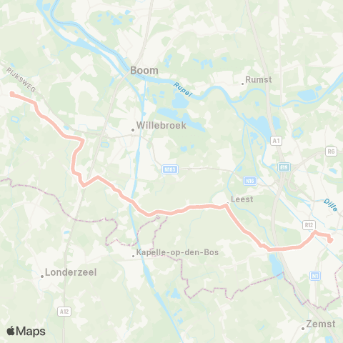 De Lijn Mechelen - Tisselt - Breendonk - Puurs map