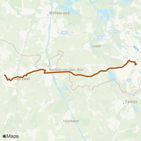 De Lijn Mechelen - Kapelle-op-den-Bos - Londerzeel map
