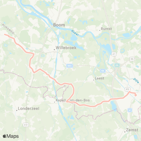 De Lijn Mechelen - Tisselt - Breendonk - Puurs map