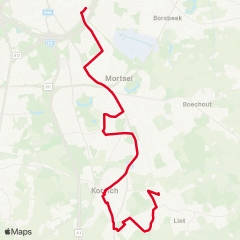 De Lijn Berchem Station - Mortsel - Kontich Station map