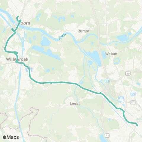 De Lijn Boom - Willebroek - Mechelen map