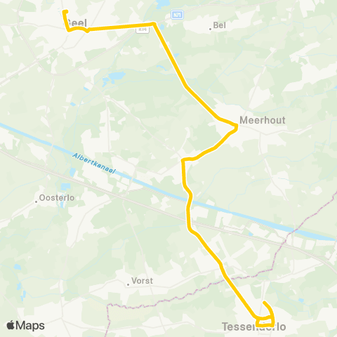 De Lijn Tessenderlo - Vorst - Zittaart - Meerhout - Geel map