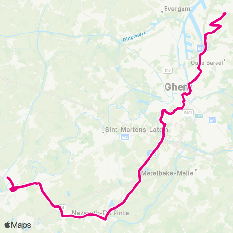 De Lijn Deinze - Nazareth - Zwijnaarde Klosse - Gent - Oostakker map