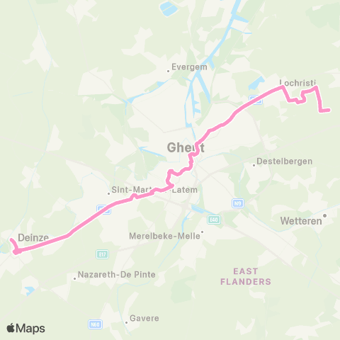 De Lijn Deinze - St.-Martens-Latem - Gent - Lochristi - Beervelde map
