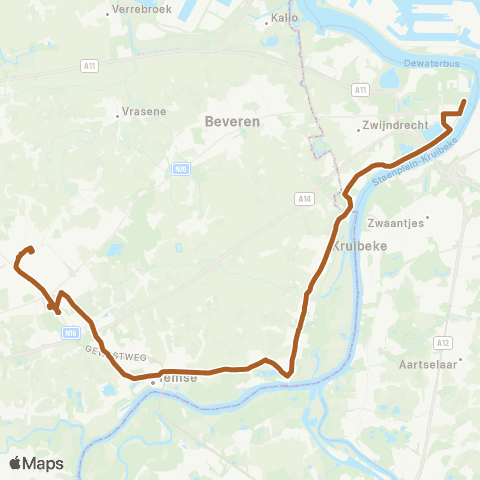 De Lijn Sint-Niklaas - Hoogkameren - Temse - Antwerpen L.O. map