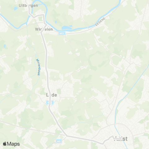 De Lijn Uitbergen - Lede - Erpe Vijfhuizen - Aalst map