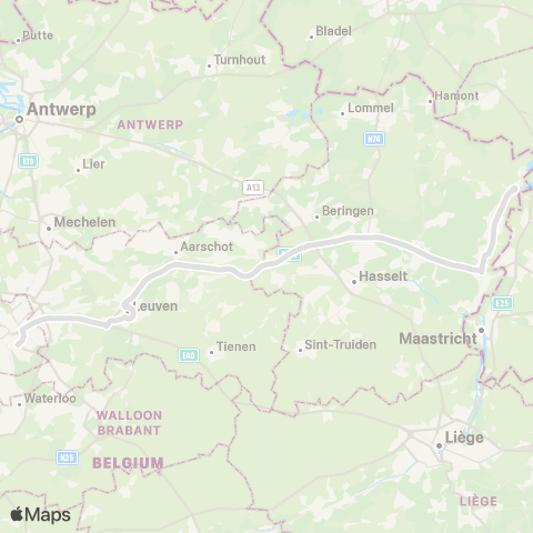 De Lijn Maaseik - Brussel map