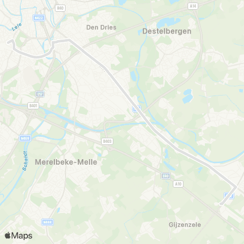 De Lijn Snelbus Gent Sint-Pieters - Melle - Kwatrecht Mariagaard map
