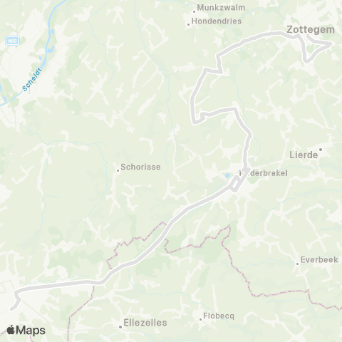 De Lijn Zottegem - Rozebeke - Elst - Michelbeke - Brakel - Ronse / Renaix map