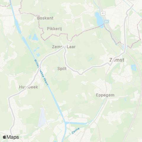 De Lijn Humbeek - Laar - Bos - Zemst - Weerde - Elewijt map