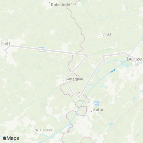 De Lijn Deinze - Gottem - Dentergem - Wontergem - Aarsele - Tielt map