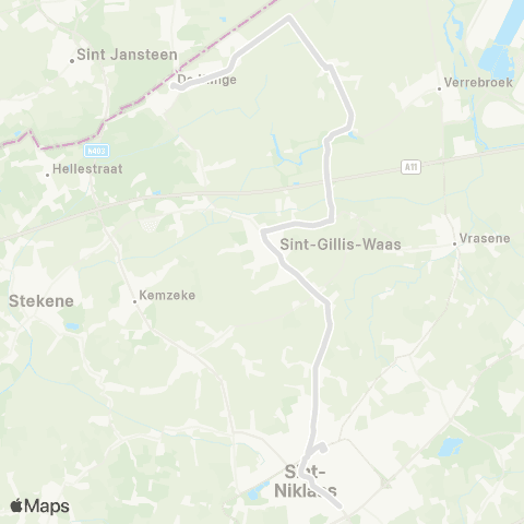 De Lijn Sint-Niklaas - Meerdonk - De Klinge map