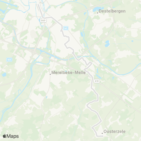 De Lijn Gent Zuid - Melle Vogelhoek - Melle Station - Oosterzele map