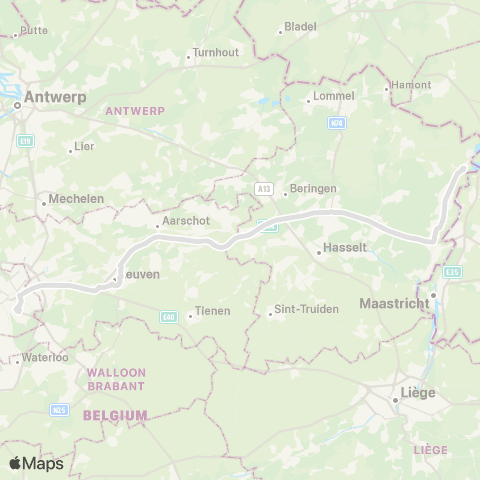 De Lijn Maaseik - Brussel map