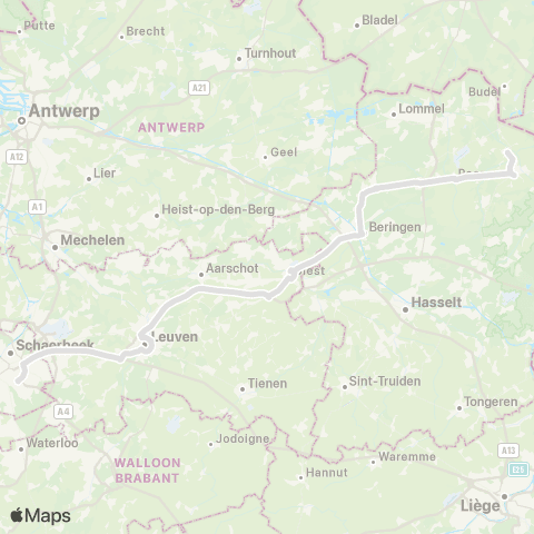 De Lijn Brussel - Bocholt map