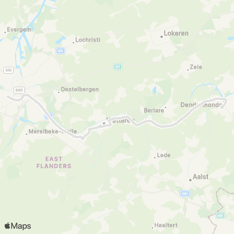 De Lijn Gent Sint-Pieters - Kwatrecht Trianval - Dendermonde map