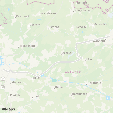 De Lijn Snelbus Antwerpen - Wechelderzande - Turnhout map