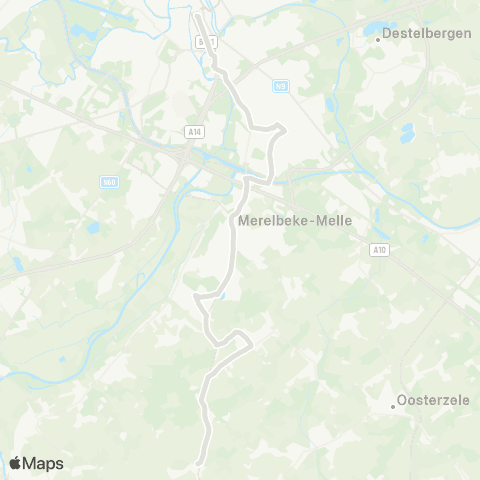 De Lijn Gent Zuid - Flora - Merelbeke - Bottelare - Baaigem map