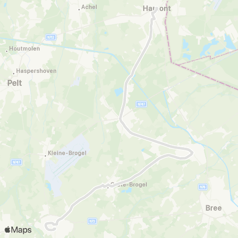 De Lijn Peer - Hamont map