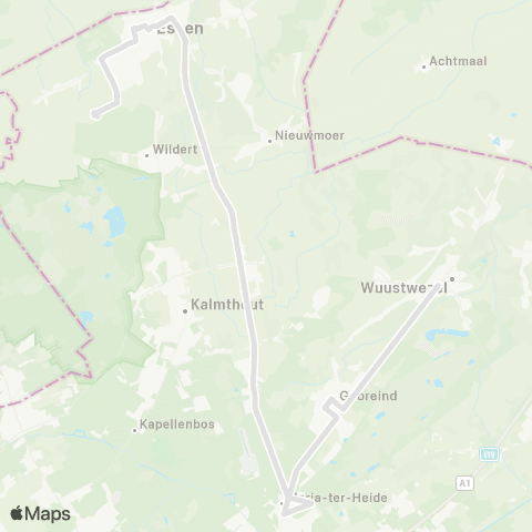 De Lijn Wuustwezel - Gooreind - Maria-Ter-Heide - scholen Essen map