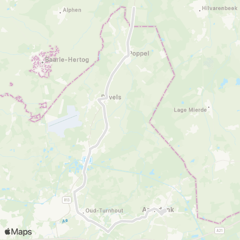 De Lijn Arendonk - Oud-Turnhout - Ravels - Eel - Poppel map