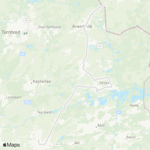 De Lijn Geel - Dessel - Witgoor - Retie - Arendonk map