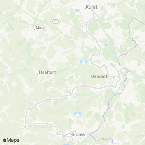 De Lijn Aalst - Denderleeuw Hemelrijk - Aspelare - Ninove map