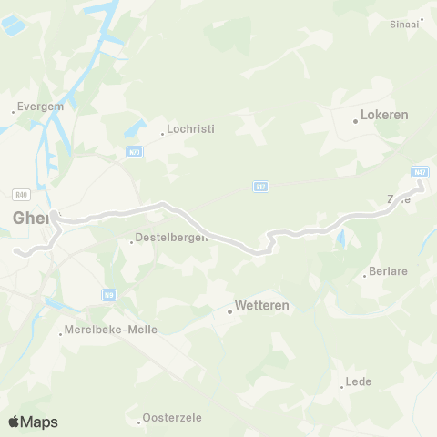 De Lijn Gent Sint-Pieters - Destelbergen - Kalken - Overmere-Zele map