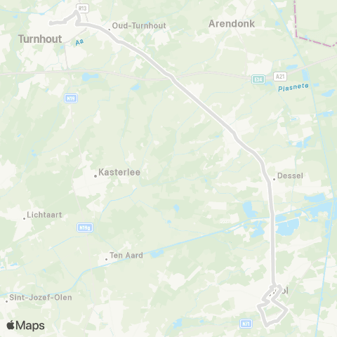 De Lijn Mol TISP - Dessel - Retie - Oud-Turnhout - Turnhout map