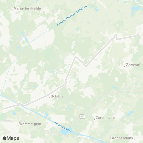 De Lijn Wijnegem - Schilde - Sint-Antonius - scholen Malle map